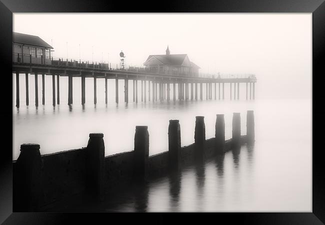 Southwold Pier through the mist Framed Print by Stephen Mole