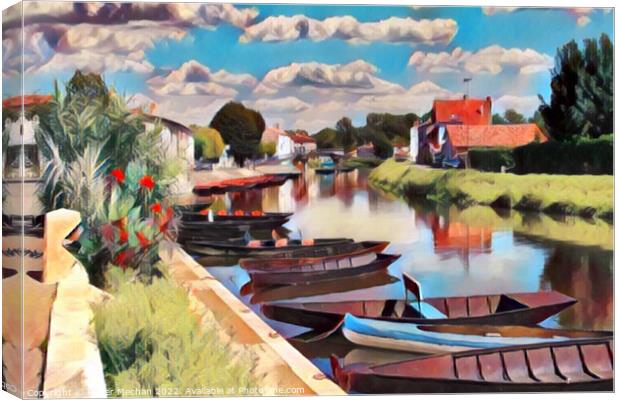 Serene Canal Life in Coulon Canvas Print by Roger Mechan