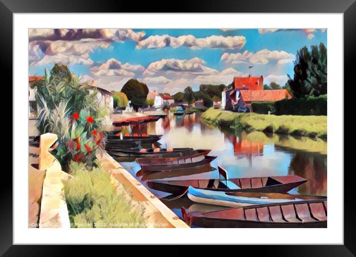 Serene Canal Life in Coulon Framed Mounted Print by Roger Mechan