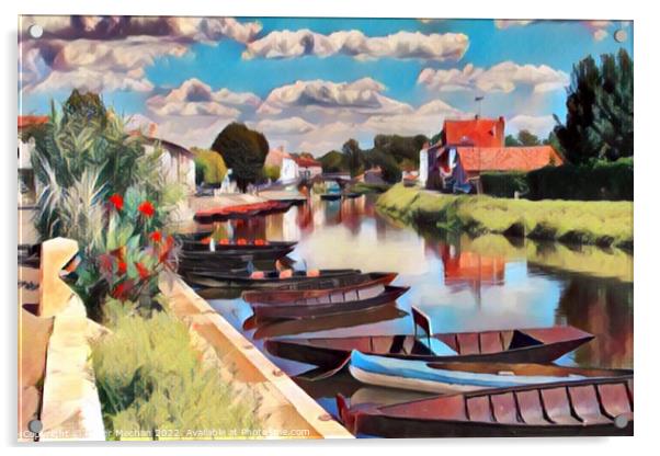 Serene Canal Life in Coulon Acrylic by Roger Mechan