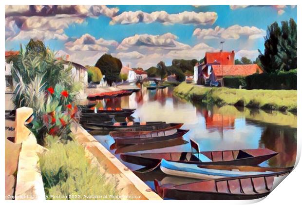 Serene Canal Life in Coulon Print by Roger Mechan