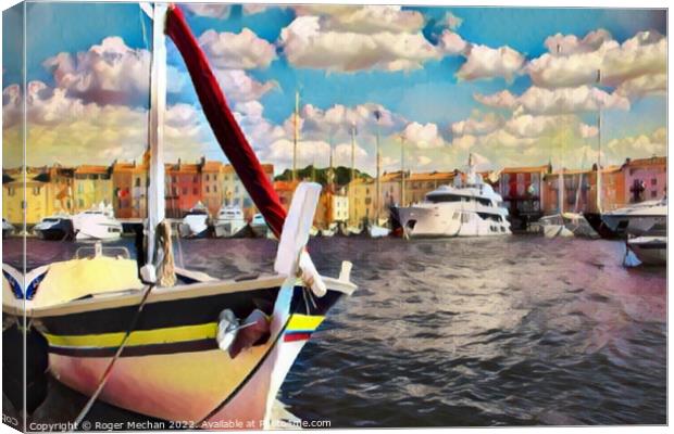 Glamorous Yachts in St Tropez Canvas Print by Roger Mechan