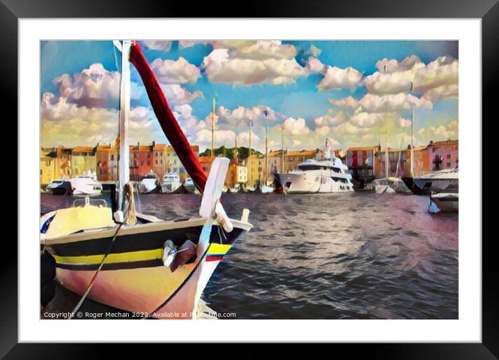 Glamorous Yachts in St Tropez Framed Mounted Print by Roger Mechan