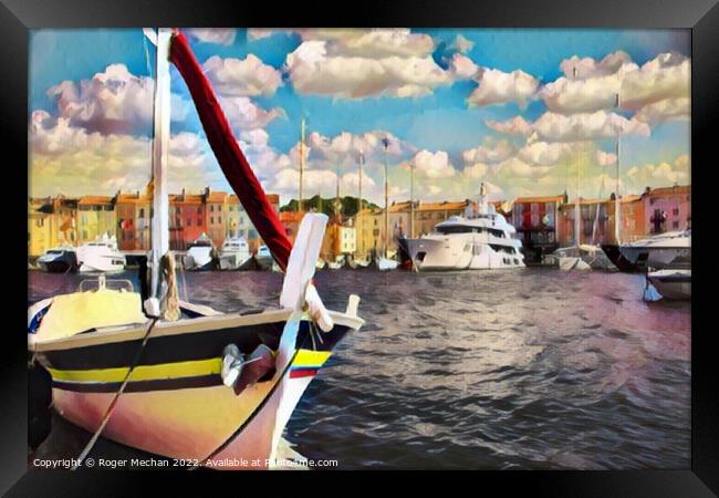 Glamorous Yachts in St Tropez Framed Print by Roger Mechan