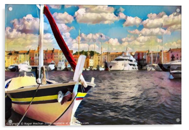 Glamorous Yachts in St Tropez Acrylic by Roger Mechan