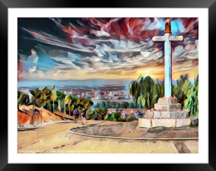 Sunset pilgrimage towards Santiago Framed Mounted Print by Roger Mechan