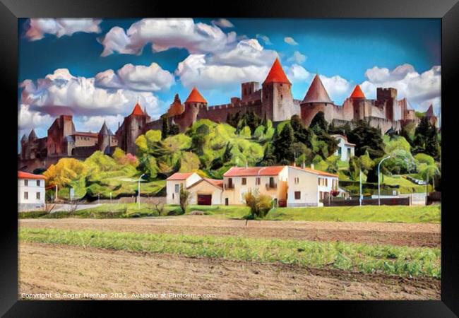 Carcassonne's Enchanting Fortifications Framed Print by Roger Mechan