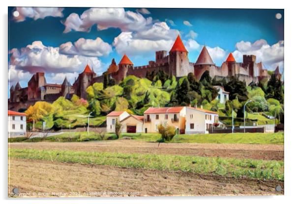 Carcassonne's Enchanting Fortifications Acrylic by Roger Mechan