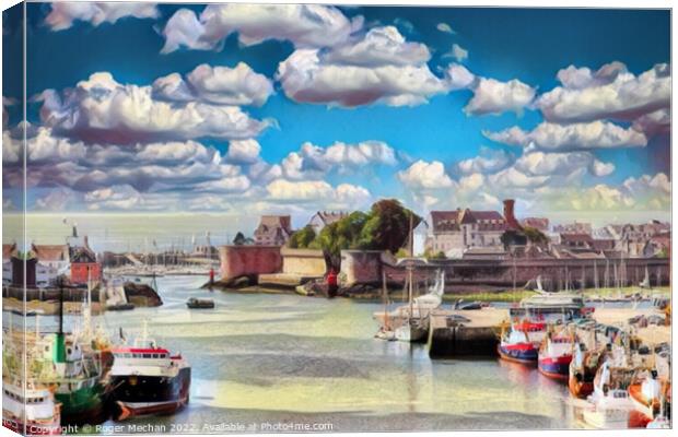 Towers and walls of Concarneau Canvas Print by Roger Mechan