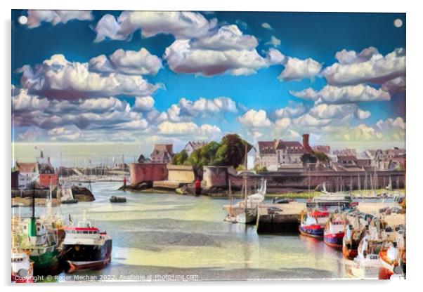 Towers and walls of Concarneau Acrylic by Roger Mechan