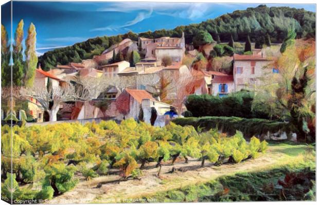 Golden Provencal Village Canvas Print by Roger Mechan
