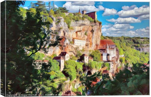The Enchanting Houses of Rocamadour Canvas Print by Roger Mechan