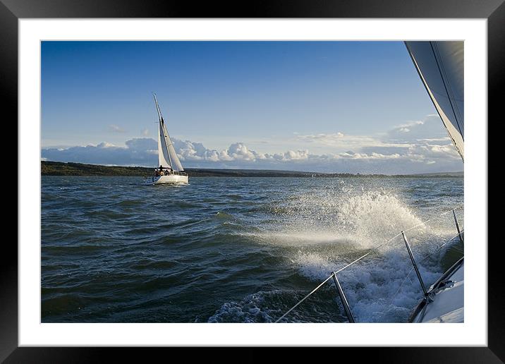 Two yachts sailing hard to windward Framed Mounted Print by Gary Eason