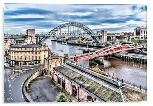 Tyne Bridges  Acrylic by Valerie Paterson