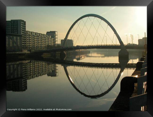 Clyde Arc and Glasgow Clyde at sunrise Framed Print by Fiona Williams