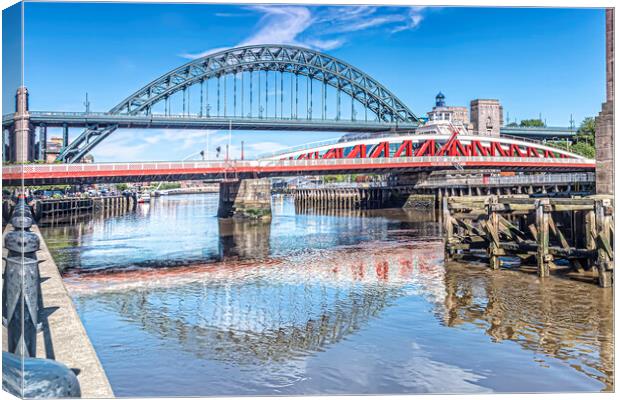 Tyne Bridges Reflection Canvas Print by Valerie Paterson