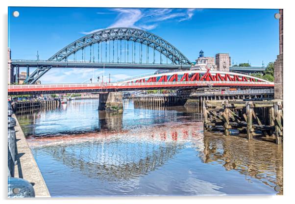 Tyne Bridges Reflection Acrylic by Valerie Paterson