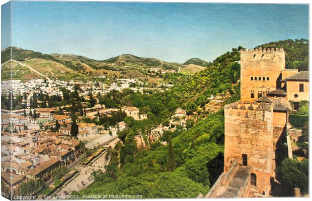 Granada From The Alhambra Ramparts Canvas Print by Ian Lewis