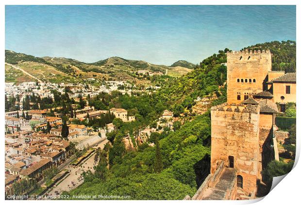 Granada From The Alhambra Ramparts Print by Ian Lewis