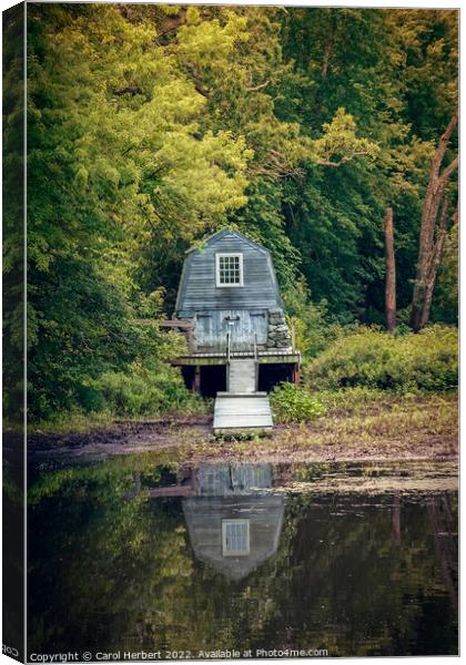 North Bridge Boathouse, Concord USA Canvas Print by Carol Herbert