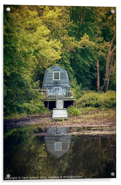 North Bridge Boathouse, Concord USA Acrylic by Carol Herbert