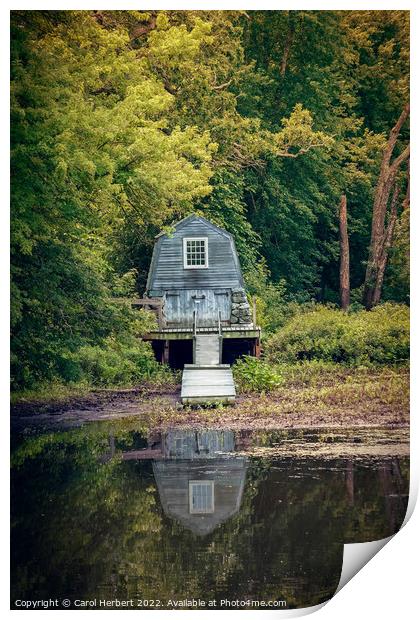 North Bridge Boathouse, Concord USA Print by Carol Herbert