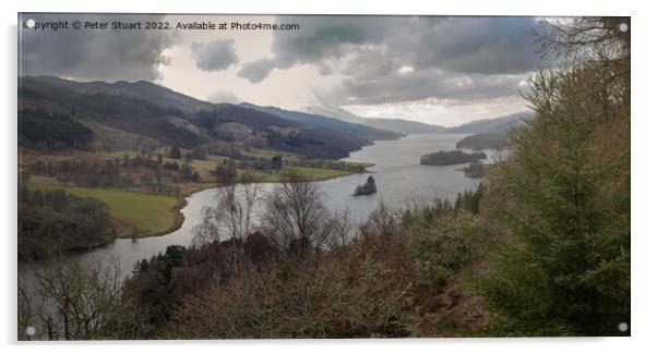 The Queens view at Loch Tummel near Pitlochry in Scotland Acrylic by Peter Stuart
