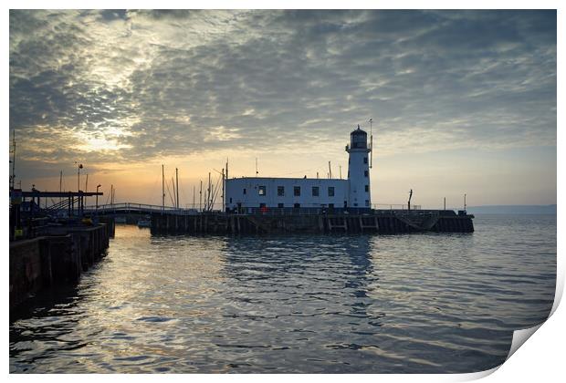 Scarborough Lighthouse Sunrise, North Yorkshire Print by Darren Galpin