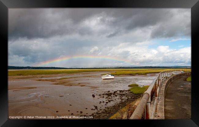 Majestic Rainbow over Lougher Estuary Framed Print by Peter Thomas
