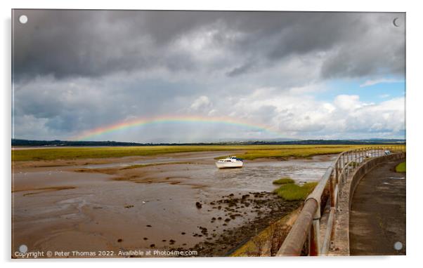 Majestic Rainbow over Lougher Estuary Acrylic by Peter Thomas