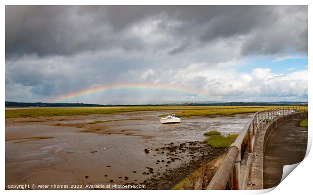 Majestic Rainbow over Lougher Estuary Print by Peter Thomas