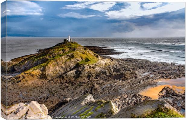 Majestic Mumbles Lighthouse Canvas Print by Peter Thomas