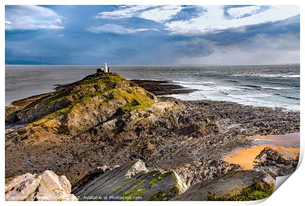 Majestic Mumbles Lighthouse Print by Peter Thomas