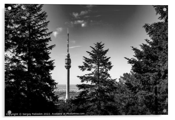 Avala communication tower, symbol of Belgrade, Serbia. Acrylic by Sergey Fedoskin