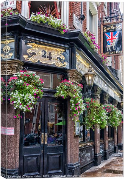 The Lamb and Flag public house, Canvas Print by Kevin Hellon