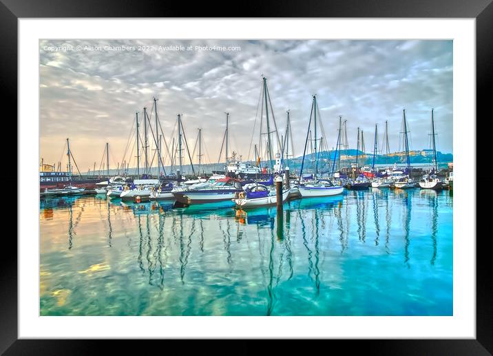 Sea Reflects Sky, North Yorkshire  Framed Mounted Print by Alison Chambers