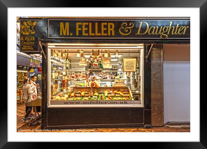 Butcher's Shop in the Covered Market, Ofoxrd, England Framed Mounted Print by Kevin Hellon
