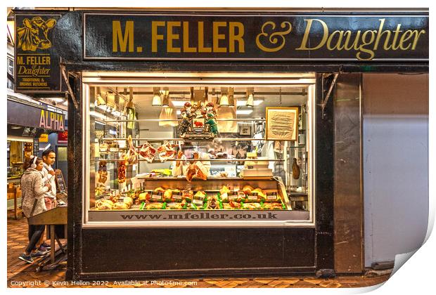 Butcher's Shop in the Covered Market, Ofoxrd, England Print by Kevin Hellon