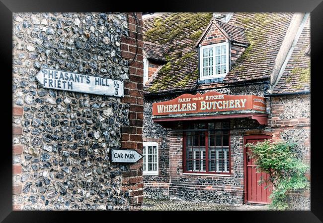 Wheeler's Butchery, Hambleden, Buckingha,shire, England Framed Print by Kevin Hellon