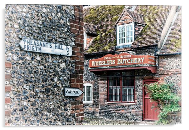 Wheeler's Butchery, Hambleden, Buckingha,shire, England Acrylic by Kevin Hellon