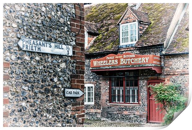 Wheeler's Butchery, Hambleden, Buckingha,shire, England Print by Kevin Hellon