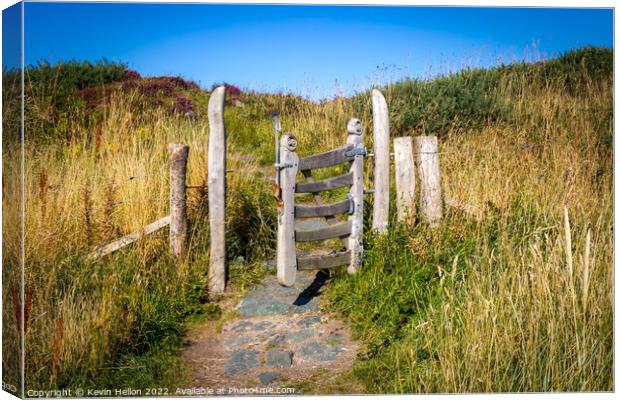 Open gate on Llanddwyn Island, Anglesey, Wales Canvas Print by Kevin Hellon