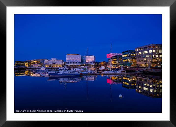 Trondheim blue hour Framed Mounted Print by Beata Aldridge