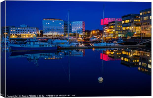 Trondheim blue hour reflections Canvas Print by Beata Aldridge