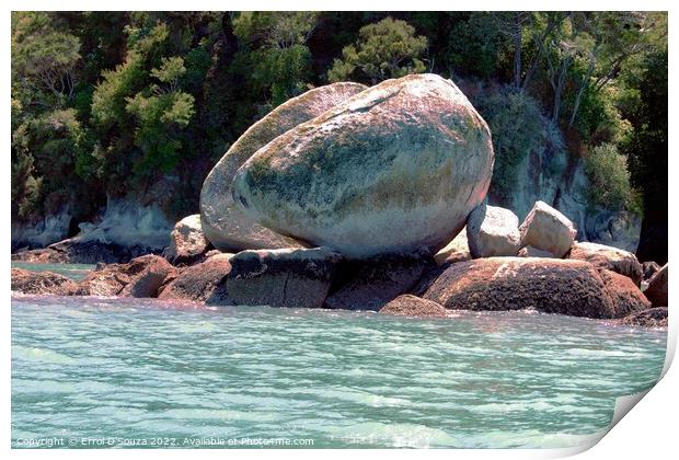 Split Apple Rock in Tasman Bay New Zealand Print by Errol D'Souza