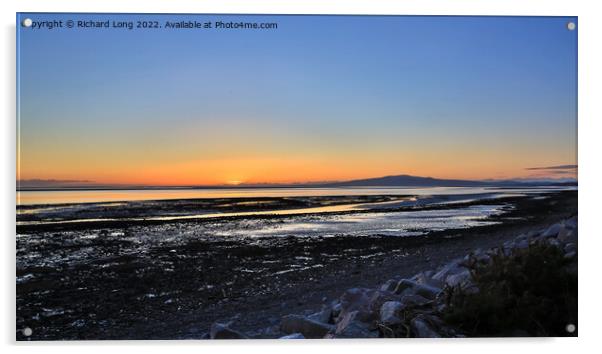 Solway estuary Sun Set  Acrylic by Richard Long