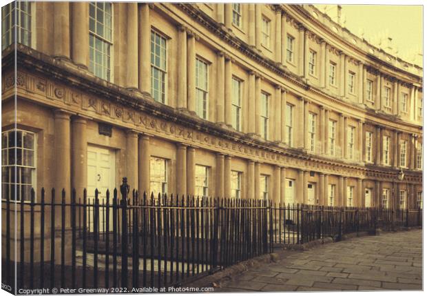 The Circus Crescent, Bath Spa, England Canvas Print by Peter Greenway