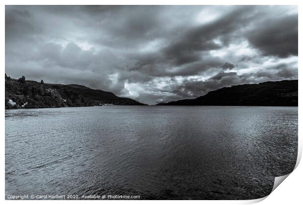 Storm Clouds Over Loch Ness Print by Carol Herbert