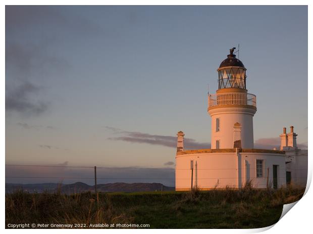 The Chanonry Lighthouse At Sunrise Print by Peter Greenway