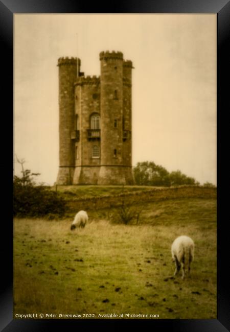 Grazing Sheep At Broadway Tower, Worchestershire Framed Print by Peter Greenway